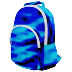 Blue Waves Abstract Series No13 Rounded Multi Pocket Backpack by DimitriosArt