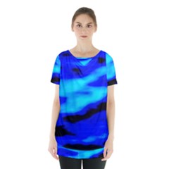 Blue Waves Abstract Series No13 Skirt Hem Sports Top by DimitriosArt