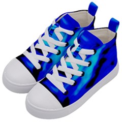 Blue Waves Abstract Series No13 Kids  Mid-top Canvas Sneakers by DimitriosArt