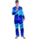 Blue Waves Abstract Series No13 Men s Long Sleeve Satin Pajamas Set View1