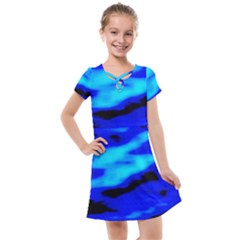 Blue Waves Abstract Series No13 Kids  Cross Web Dress by DimitriosArt