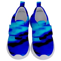 Blue Waves Abstract Series No13 Kids  Velcro No Lace Shoes by DimitriosArt