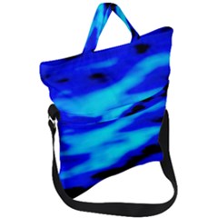 Blue Waves Abstract Series No13 Fold Over Handle Tote Bag by DimitriosArt