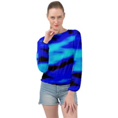 Blue Waves Abstract Series No13 Banded Bottom Chiffon Top by DimitriosArt