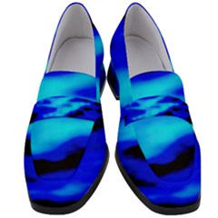 Blue Waves Abstract Series No13 Women s Chunky Heel Loafers by DimitriosArt