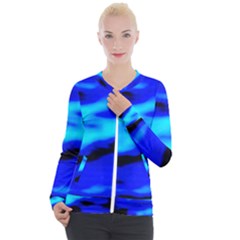 Blue Waves Abstract Series No13 Casual Zip Up Jacket