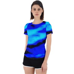 Blue Waves Abstract Series No13 Back Cut Out Sport Tee by DimitriosArt