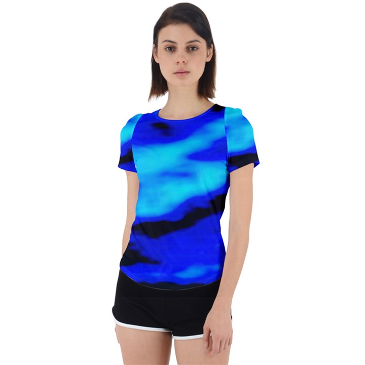 Blue Waves Abstract Series No13 Back Cut Out Sport Tee