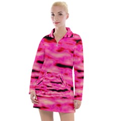 Rose  Waves Abstract Series No1 Women s Long Sleeve Casual Dress by DimitriosArt