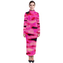 Rose  Waves Abstract Series No1 Turtleneck Maxi Dress by DimitriosArt