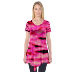 Rose  Waves Abstract Series No1 Short Sleeve Tunic  by DimitriosArt