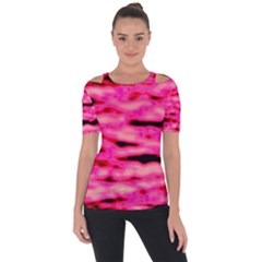 Rose  Waves Abstract Series No1 Shoulder Cut Out Short Sleeve Top by DimitriosArt