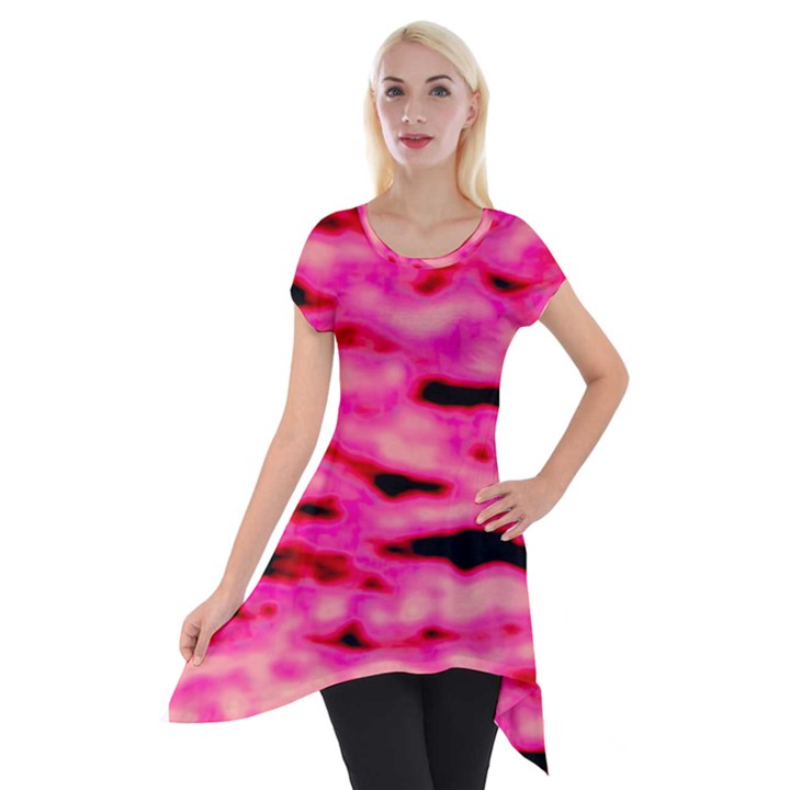 Rose  Waves Abstract Series No1 Short Sleeve Side Drop Tunic