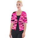 Rose  Waves Abstract Series No1 Cropped Button Cardigan View1