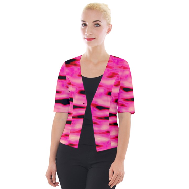 Rose  Waves Abstract Series No1 Cropped Button Cardigan