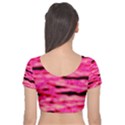 Rose  Waves Abstract Series No1 Velvet Short Sleeve Crop Top  View2