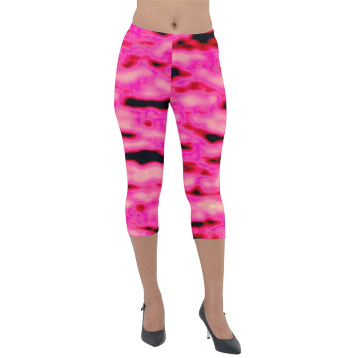 Rose  Waves Abstract Series No1 Lightweight Velour Capri Leggings 