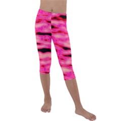 Rose  Waves Abstract Series No1 Kids  Lightweight Velour Capri Leggings 