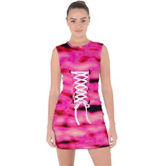 Rose  Waves Abstract Series No1 Lace Up Front Bodycon Dress by DimitriosArt