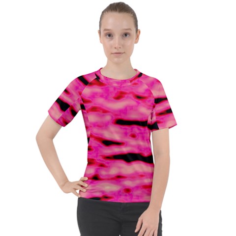 Rose  Waves Abstract Series No1 Women s Sport Raglan Tee by DimitriosArt