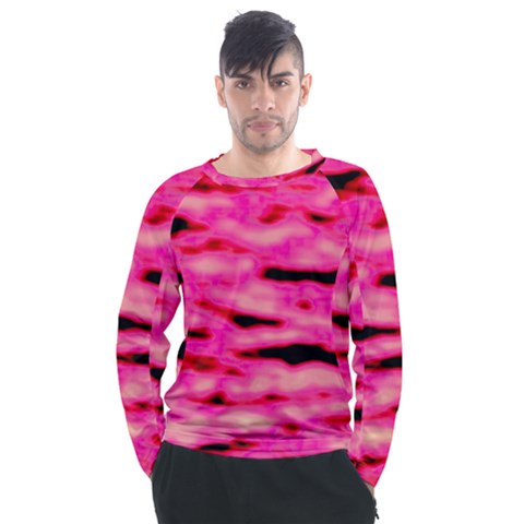 Rose  Waves Abstract Series No1 Men s Long Sleeve Raglan Tee by DimitriosArt