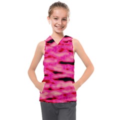 Rose  Waves Abstract Series No1 Kids  Sleeveless Hoodie by DimitriosArt