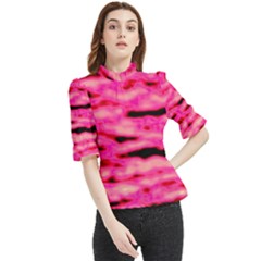 Rose  Waves Abstract Series No1 Frill Neck Blouse