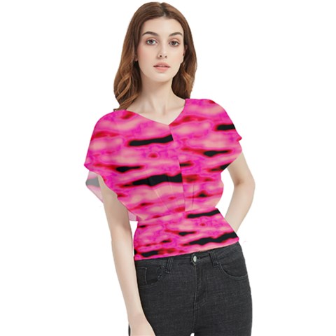 Rose  Waves Abstract Series No1 Butterfly Chiffon Blouse by DimitriosArt