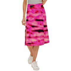 Rose  Waves Abstract Series No1 Midi Panel Skirt