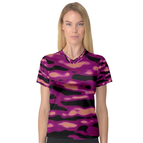 Velvet  Waves Abstract Series No1 V-neck Sport Mesh Tee by DimitriosArt