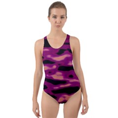 Velvet  Waves Abstract Series No1 Cut-out Back One Piece Swimsuit by DimitriosArt