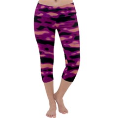 Velvet  Waves Abstract Series No1 Capri Yoga Leggings by DimitriosArt