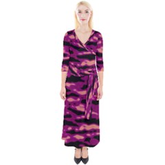 Velvet  Waves Abstract Series No1 Quarter Sleeve Wrap Maxi Dress by DimitriosArt