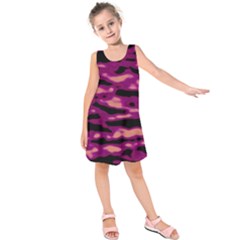 Velvet  Waves Abstract Series No1 Kids  Sleeveless Dress by DimitriosArt