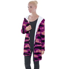 Velvet  Waves Abstract Series No1 Longline Hooded Cardigan by DimitriosArt