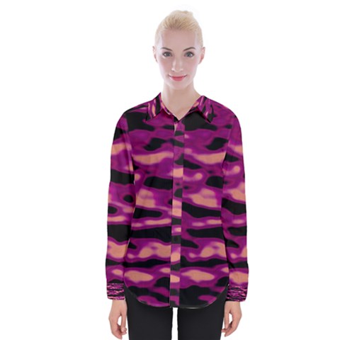 Velvet  Waves Abstract Series No1 Womens Long Sleeve Shirt by DimitriosArt