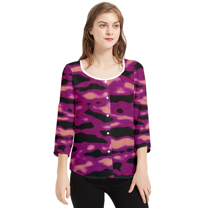 Velvet  Waves Abstract Series No1 Chiffon Quarter Sleeve Blouse