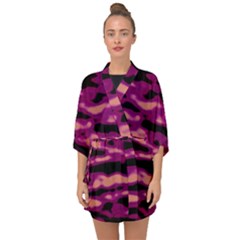 Velvet  Waves Abstract Series No1 Half Sleeve Chiffon Kimono by DimitriosArt