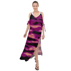 Velvet  Waves Abstract Series No1 Maxi Chiffon Cover Up Dress by DimitriosArt