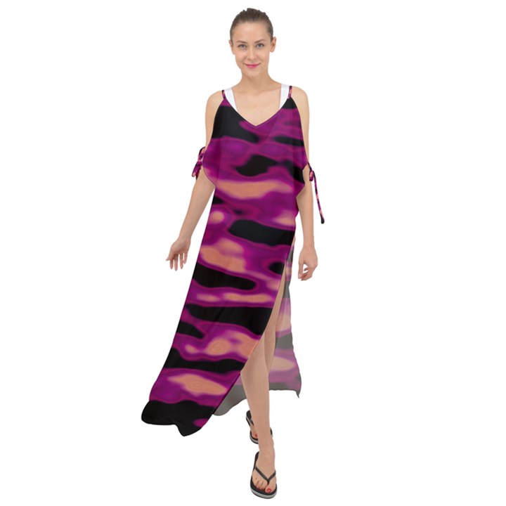 Velvet  Waves Abstract Series No1 Maxi Chiffon Cover Up Dress