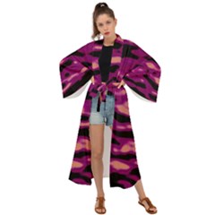 Velvet  Waves Abstract Series No1 Maxi Kimono by DimitriosArt