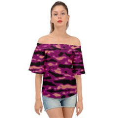 Velvet  Waves Abstract Series No1 Off Shoulder Short Sleeve Top by DimitriosArt