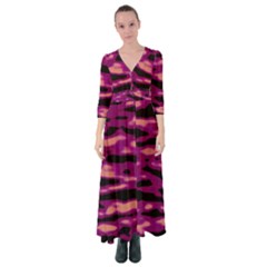 Velvet  Waves Abstract Series No1 Button Up Maxi Dress by DimitriosArt