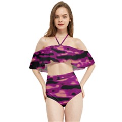 Velvet  Waves Abstract Series No1 Halter Flowy Bikini Set  by DimitriosArt