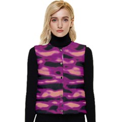 Velvet  Waves Abstract Series No1 Women s Short Button Up Puffer Vest by DimitriosArt