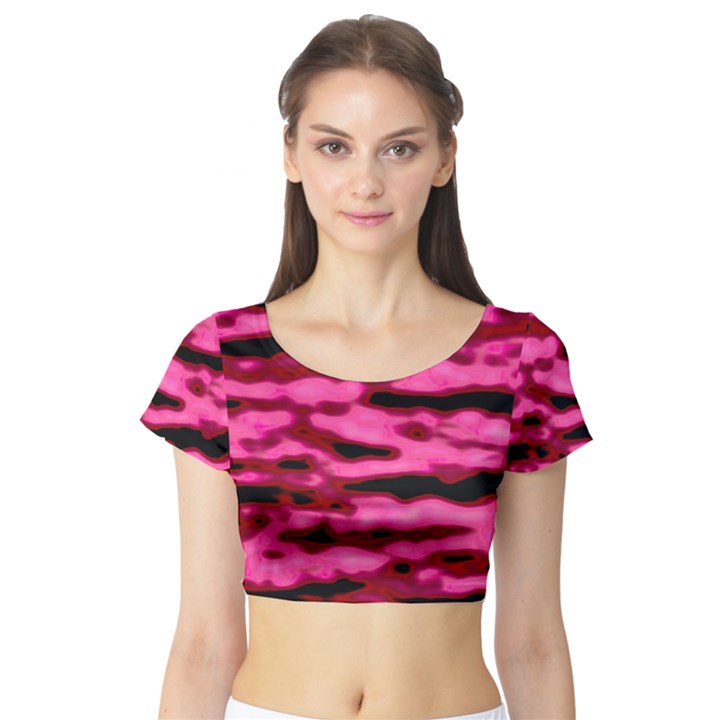 Rose  Waves Abstract Series No2 Short Sleeve Crop Top