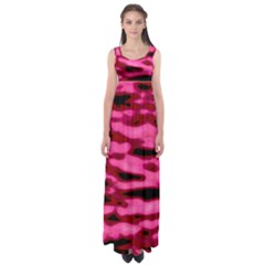 Rose  Waves Abstract Series No2 Empire Waist Maxi Dress by DimitriosArt