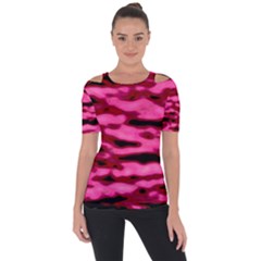 Rose  Waves Abstract Series No2 Shoulder Cut Out Short Sleeve Top by DimitriosArt