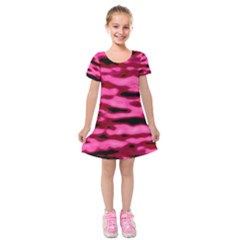 Rose  Waves Abstract Series No2 Kids  Short Sleeve Velvet Dress by DimitriosArt