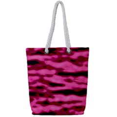 Rose  Waves Abstract Series No2 Full Print Rope Handle Tote (small) by DimitriosArt